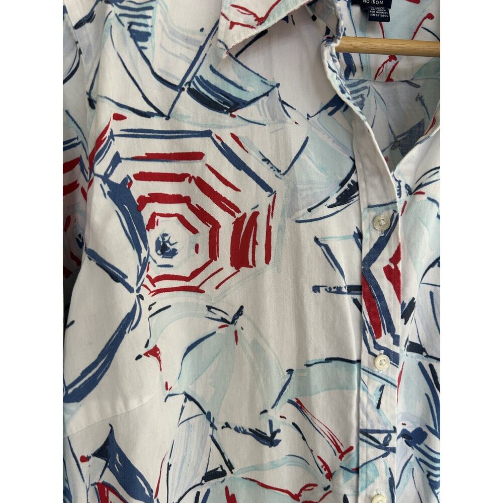 Chaps Nautical Print Button-Up Shirt Size 1X Cotton Coastal Beachy Top - Picture 4 of 11